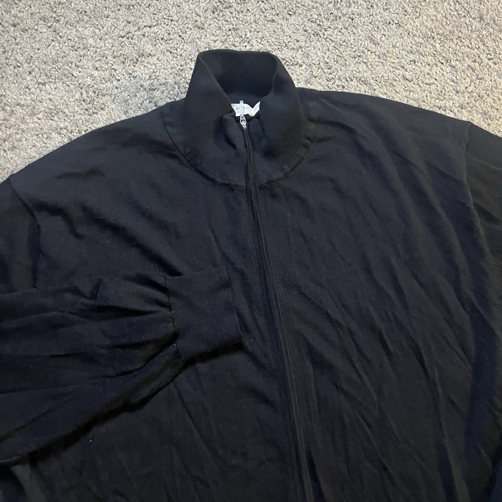 Suitsupply Men Merino Wool Black Full Zip Sweater Size 2XL